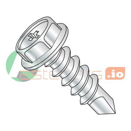 Newport Fasteners Self-Drilling Screw, #10 x 1/2 in, Zinc Plated Steel Hex Head Phillips Drive, 7000 PK 446983